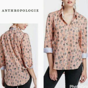 Anthropologie HD In Paris Owl Print Top Sz 10